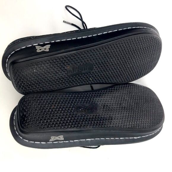 Alegria Bree Black Leather Floral Tooled Lace Up Sprigs Support Oxford Shoes - Picture 13 of 16